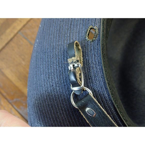 Lawman Hat Genuine Milan 7 1/4 Silver Tassel Campaign Sheriff Blue Navy Straw - Picture 5 of 10